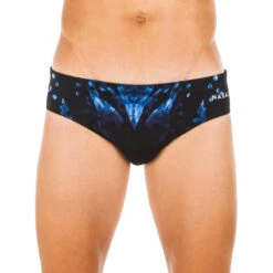 Bañador Hombre Natación Slip Nabaiji Negro Estampado