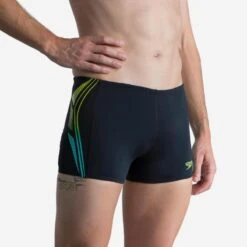 Bañador Hombre Natación Speedo Bóxer Negro Amarillo