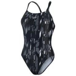 Bañador Mujer Natación Speedo Allover Negro Gris -Deporte Total Shop baador mujer natacion speedo allover negro gris 4