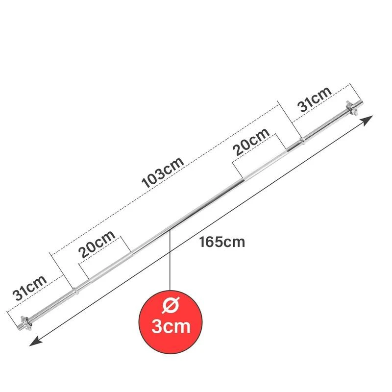 Barra Musculación 1,65 M Ø 30 Mm 9 Kg Con 2 Cierres De Estrella Aguanta 300 Kg 2 Barra Musculación 1,65 M Ø 30 Mm 9 Kg Con 2 Cierres De Estrella Aguanta 300 Kg - Imagen 2