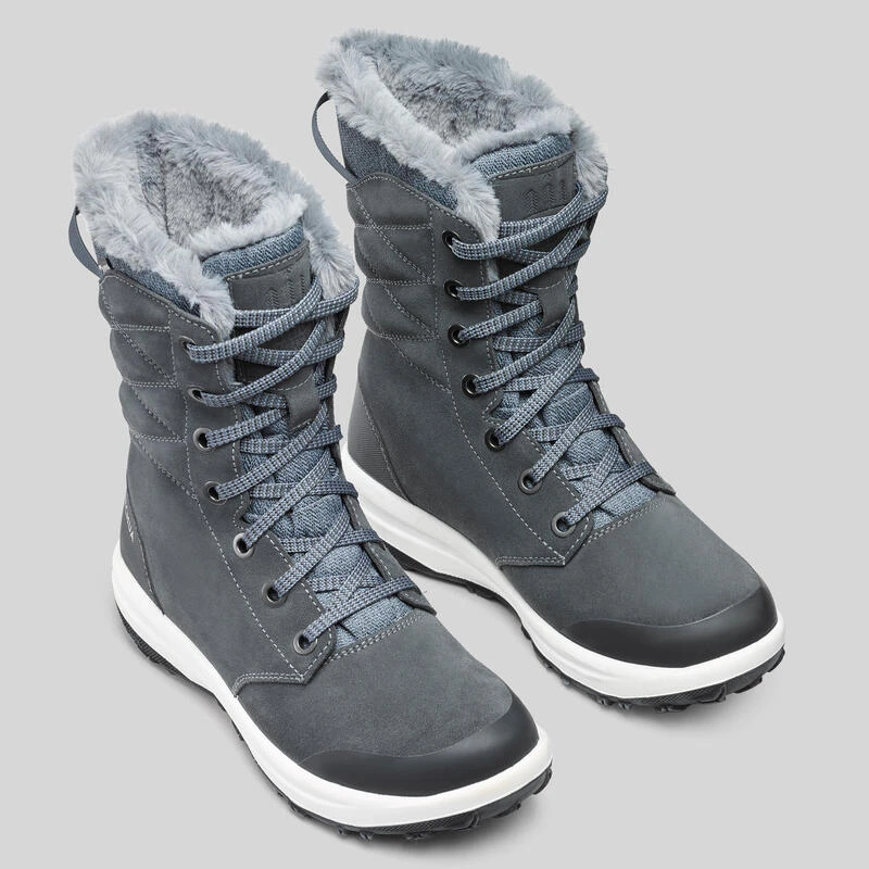 Botas De Nieve Y Apreski Impermeables De Piel Mujer Quechua SH500 U-Warm Gris 2 Botas De Nieve Y Apreski Impermeables De Piel Mujer Quechua SH500 U-Warm Gris - Imagen 2