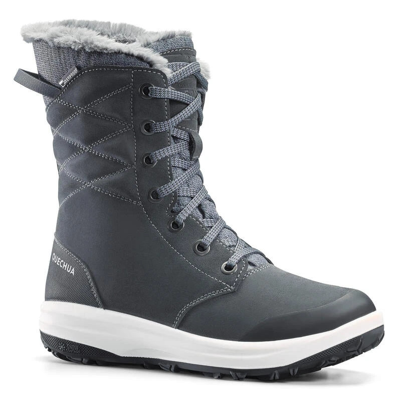 Botas De Nieve Y Apreski Impermeables De Piel Mujer Quechua SH500 U-Warm Gris 1 Botas De Nieve Y Apreski Impermeables De Piel Mujer Quechua SH500 U-Warm Gris