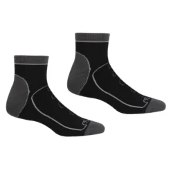 Regatta Calcetines Al Tobillo Samaris Trail Para Hombre Packs De 2 Negro, Acero Oscuro