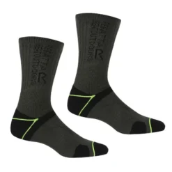 Regatta Calcetines Blister Protection II Para Hombre Pack De 2 Negro, Lima Eléctrico