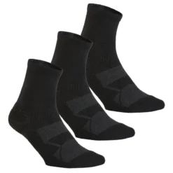 Calcetines Caminar Newfeel Adulto WS 100 Mid Negro (lote De 3 Pares)