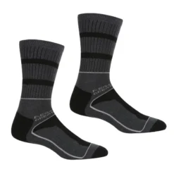 Regatta Calcetines Samaris 3 Season Para Hombre Pack De 2 Negro, Acero Oscuro
