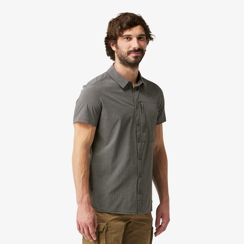 CAMISA DE TREKKING VIAJE TRAVEL 500 STRETCH MANGAS CORTAS GRIS HOMBRE 4 CAMISA DE TREKKING VIAJE TRAVEL 500 STRETCH MANGAS CORTAS GRIS HOMBRE - Imagen 4