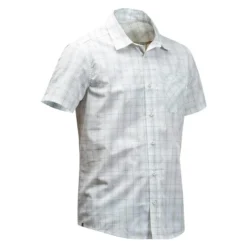 Camisa Trekking Viaje TRAVEL 100 Cuadros Manga Corta Negro Hombre -Deporte Total Shop camisa trekking viaje travel 100 cuadros manga corta blanca hombre