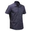 Camisa Trekking Viaje TRAVEL 100 Cuadros Manga Corta Negro Hombre