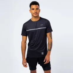 Camiseta De Manga Corta Running Ligera De Poliéster Reciclado Hombre TRR Negra
