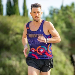 CAMISETA DE RUNNING #MARATON 2.0 RUN HOMBRE - KAMUABU Color AZUL 90grs TIRANTES -Deporte Total Shop camiseta de running maraton 20 run hombre kamuabu color azul 90grs tirantes 3