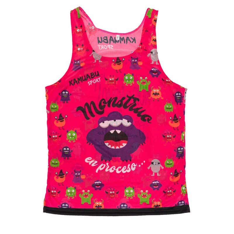 CAMISETA DE RUNNING #MONSTRUOS Para HOMBRE - KAMUABU Color Rosa De Tirantes 1 CAMISETA DE RUNNING #MONSTRUOS Para HOMBRE - KAMUABU Color Rosa De Tirantes