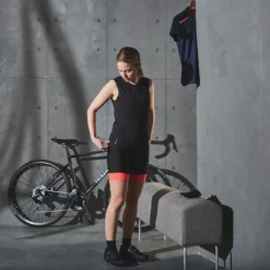 Camiseta Interior Ciclismo Sin Mangas Mujer Triban RC500 Negro