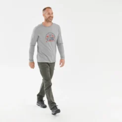 Quechua Camiseta NH100 ML Hombre - Gris Claro -Deporte Total Shop camiseta nh100 ml hombre gris claro 3