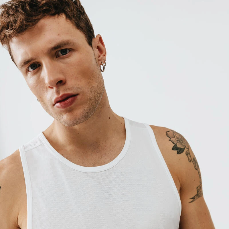 Kalenji Camiseta Running Dry Hombre Blanco Sin Mangas Transpirable 4 Kalenji Camiseta Running Dry Hombre Blanco Sin Mangas Transpirable - Imagen 4