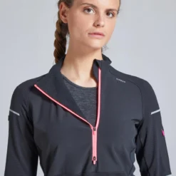 Camiseta Running Manga Larga Cremallera Mujer Kiprun Warm Negro Coral -Deporte Total Shop camiseta running manga larga cremallera mujer kiprun warm negro coral 4