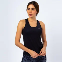 Camiseta Sin Mangas Para Running De Poliéster Reciclado Mujer TRR Negra