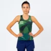 Camiseta Sin Mangas Running De Poliéster Reciclado Mujer TRR Azul Y Verde