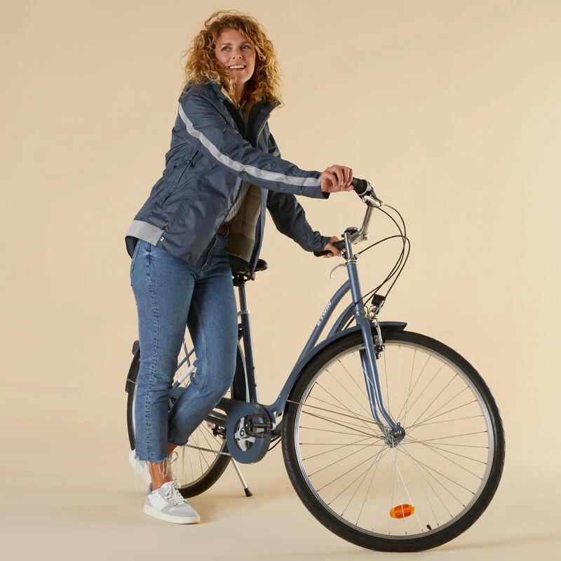 BTWIN CHAQUETA IMPERMEABLE CÁLIDA CICLISMO 540 MUJER AZUL MARINO 2 BTWIN CHAQUETA IMPERMEABLE CÁLIDA CICLISMO 540 MUJER AZUL MARINO - Imagen 2
