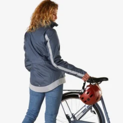 BTWIN CHAQUETA IMPERMEABLE CÁLIDA CICLISMO 540 MUJER AZUL MARINO