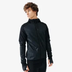 Kalenji Chaqueta Sudadera Running Cálida Hombre Negra