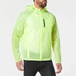 Chaqueta Trail Running Hombre Impermeable Kiprun Light Amarillo