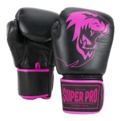 Guantes De Boxeo De Cuero - Warrior SE - Negro/Rosa