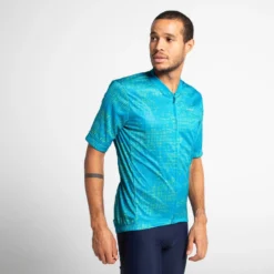 Maillot Ciclismo Manga Corta Verano Hombre Triban RC100 Azul Turquesa