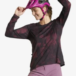 Rockrider Maillot Manga Larga Bici MTB Expl 500 Mujer Negro Burdeos