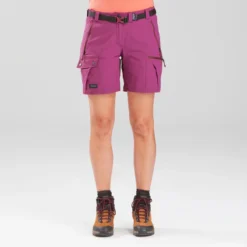 Pantalón Corto De Montaña Y Trekking Mujer Forclaz Trek500 Violeta