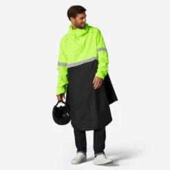 BTWIN Poncho 560 Negro/Amarillo Fluorescente Visibilidad Día/Noche Impermeable