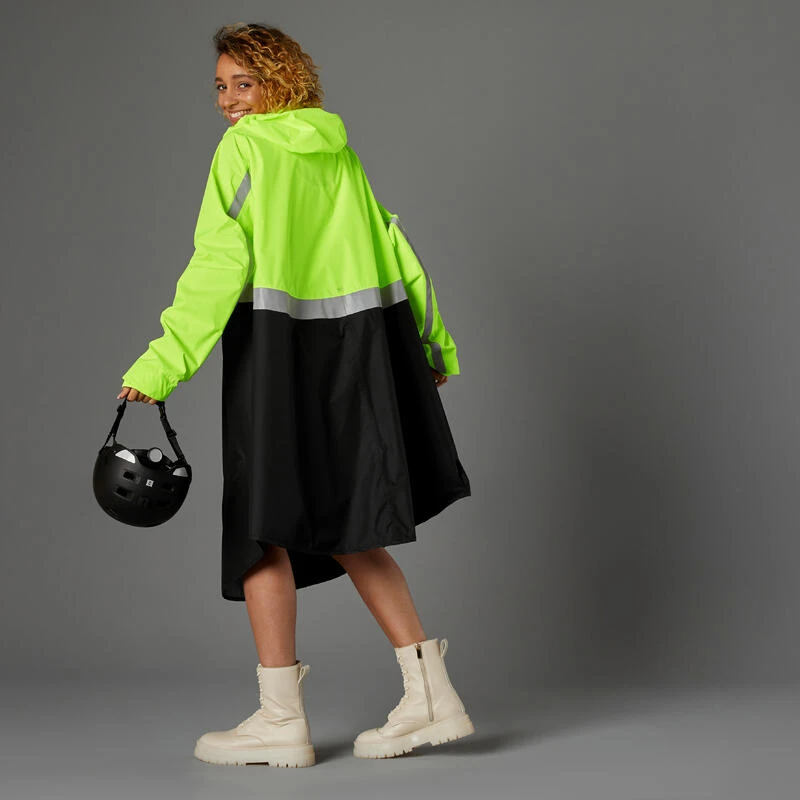 BTWIN Poncho Impermeable Ciclismo Urbano Alta Visibilidad EPI 560 Amarillo Flúor/negro 3 BTWIN Poncho Impermeable Ciclismo Urbano Alta Visibilidad EPI 560 Amarillo Flúor/negro - Imagen 3