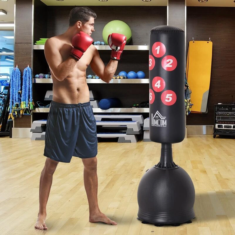 Saco De Boxeo De Pie Con Base Rellenable HOMCOM 50x50x165 Cm Negro 2 Saco De Boxeo De Pie Con Base Rellenable HOMCOM 50x50x165 Cm Negro - Imagen 2