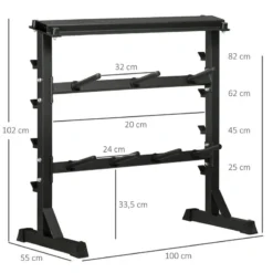 Soporte Para Barras Mancuernas Y Pesas HOMCOM 100x55x102 Cm Negro -Deporte Total Shop soporte para barras mancuernas y pesas homcom 100x55x102 cm negro 2