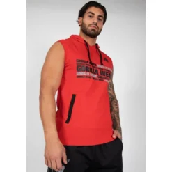 Sudadera Sin Mangas Con Capucha Poliéster Hombre GORILLA WEAR Melbourne Rojo -Deporte Total Shop sudadera sin mangas con capucha poliester hombre gorilla wear melbourne rojo 3