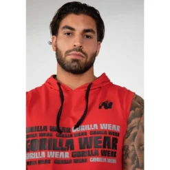 Sudadera Sin Mangas Con Capucha Poliéster Hombre GORILLA WEAR Melbourne Rojo -Deporte Total Shop sudadera sin mangas con capucha poliester hombre gorilla wear melbourne rojo 4